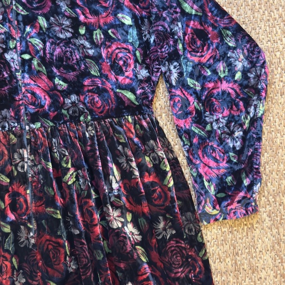 Vintage Handmade Velvet Floral Maxi Dress - Picture 10 of 13